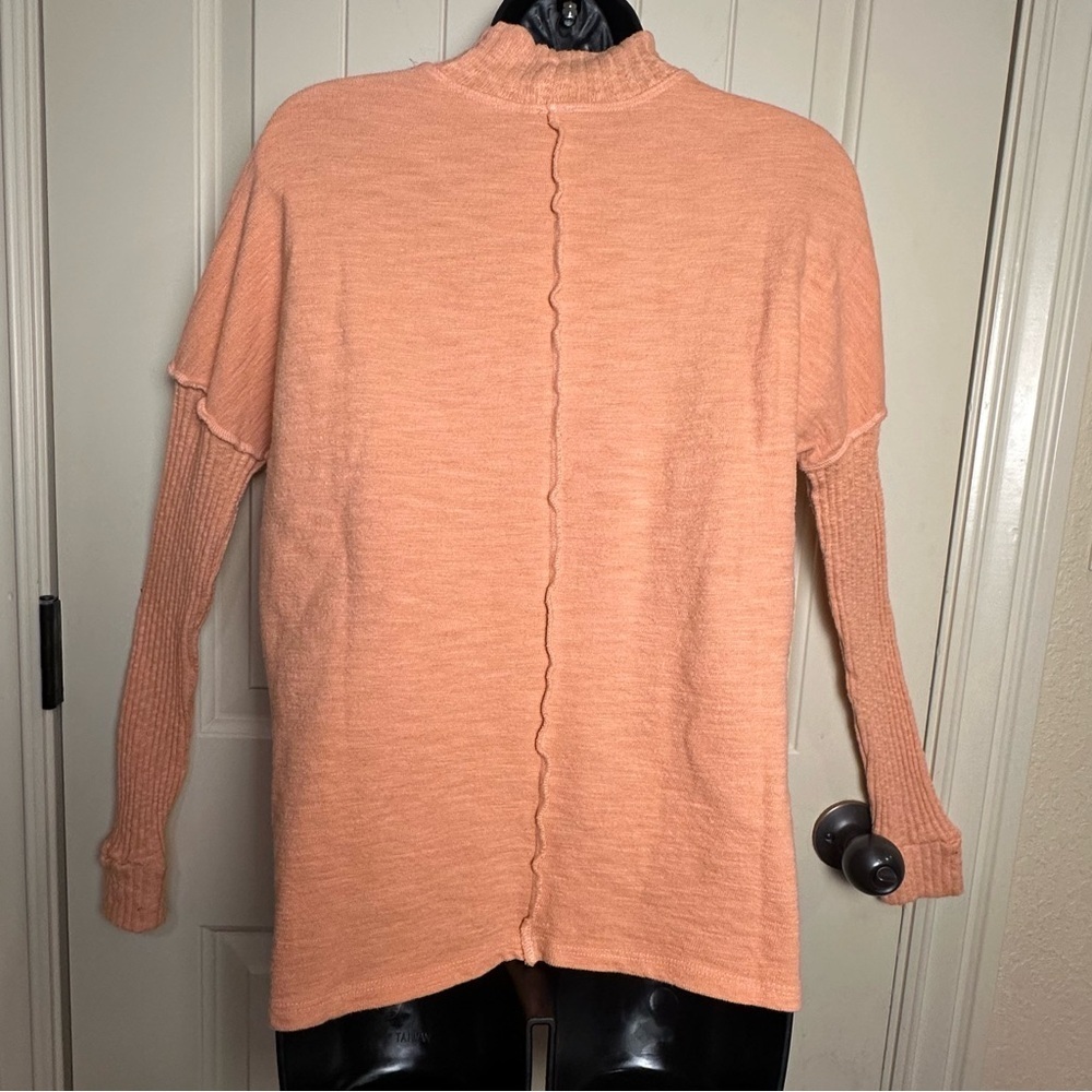 Amadi by Anthropologie Francesca Mock Neck Sweater Peach/Coral Pink NWT Small - Picture 11 of 16
